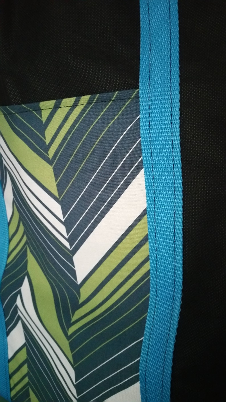 Green White Grey Turquoise Black Water Resistant Oly Fun Beach Market Tote Bag