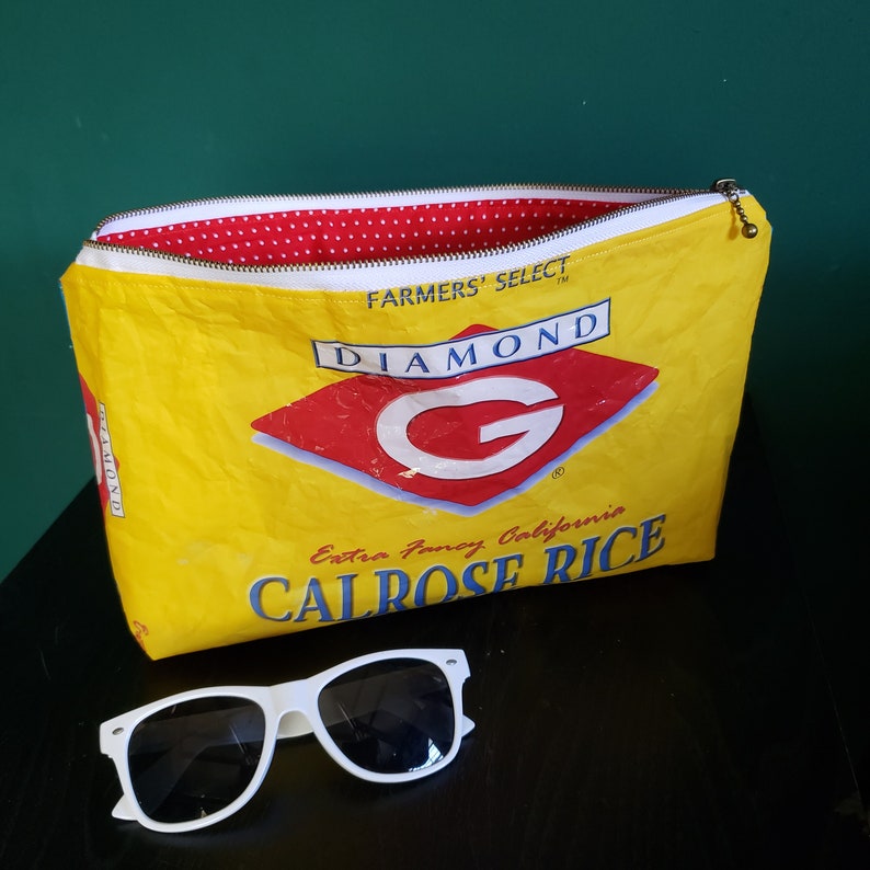 Upcycle Zipper Rice Bag Yellow Red White Turquoise Etsy