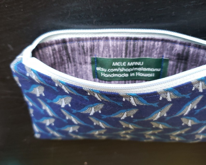 Blue Grey Tiny Humpback Whales Woodgrain Zipper Bag