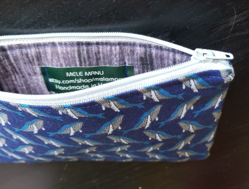 Blue Grey Tiny Humpback Whales Woodgrain Zipper Bag