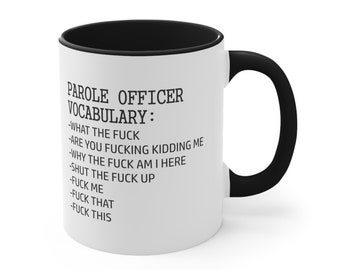 Taza de vocabulario del oficial de libertad condicional, regalo del oficial de libertad condicional, agente de libertad condicional, taza de agente de libertad condicional, regalos divertidos del oficial de libertad condicional