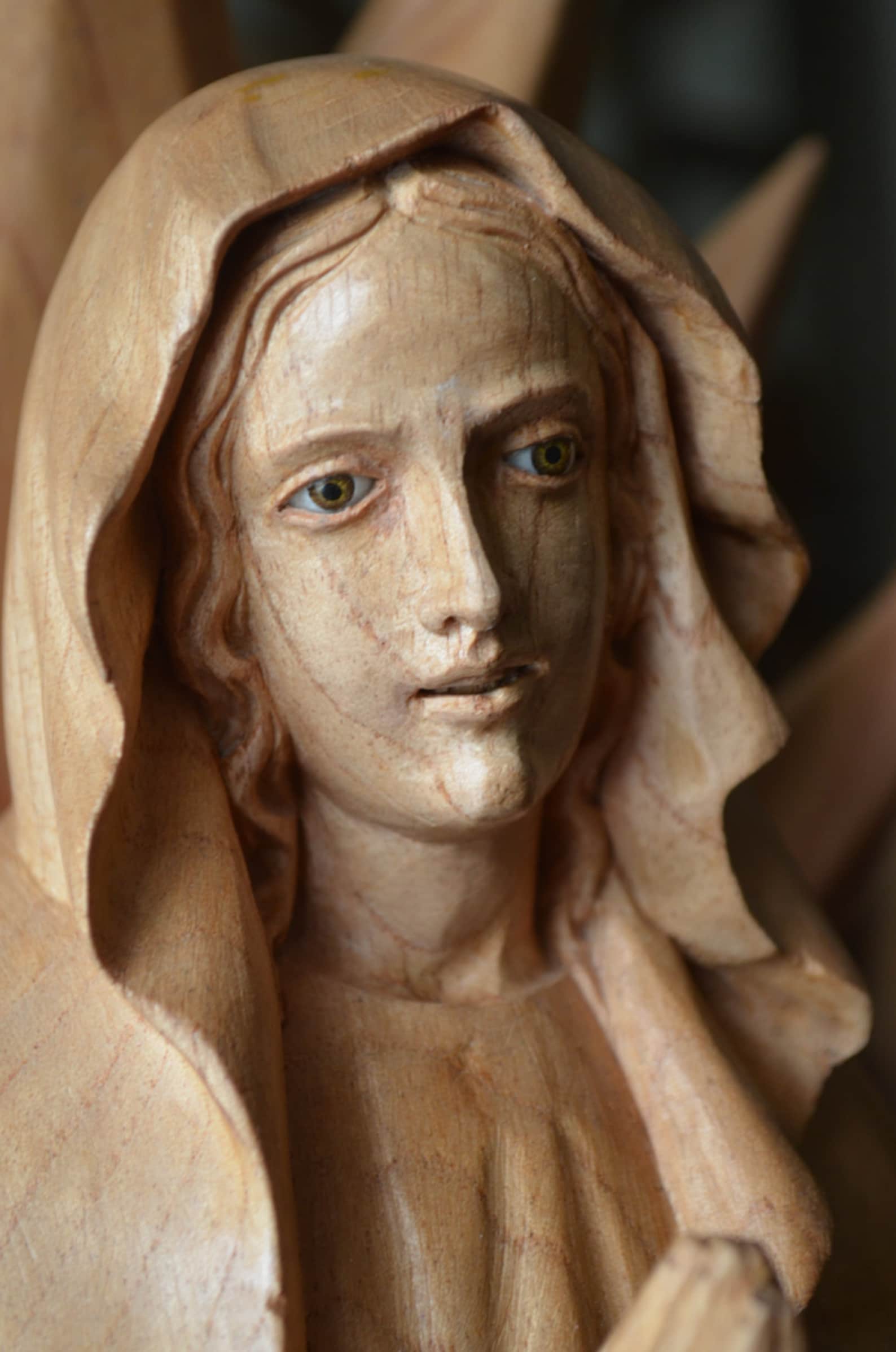 Hand Carved Wood Sculpture of Virgin Mary Virgen De Guadalupe Etsy