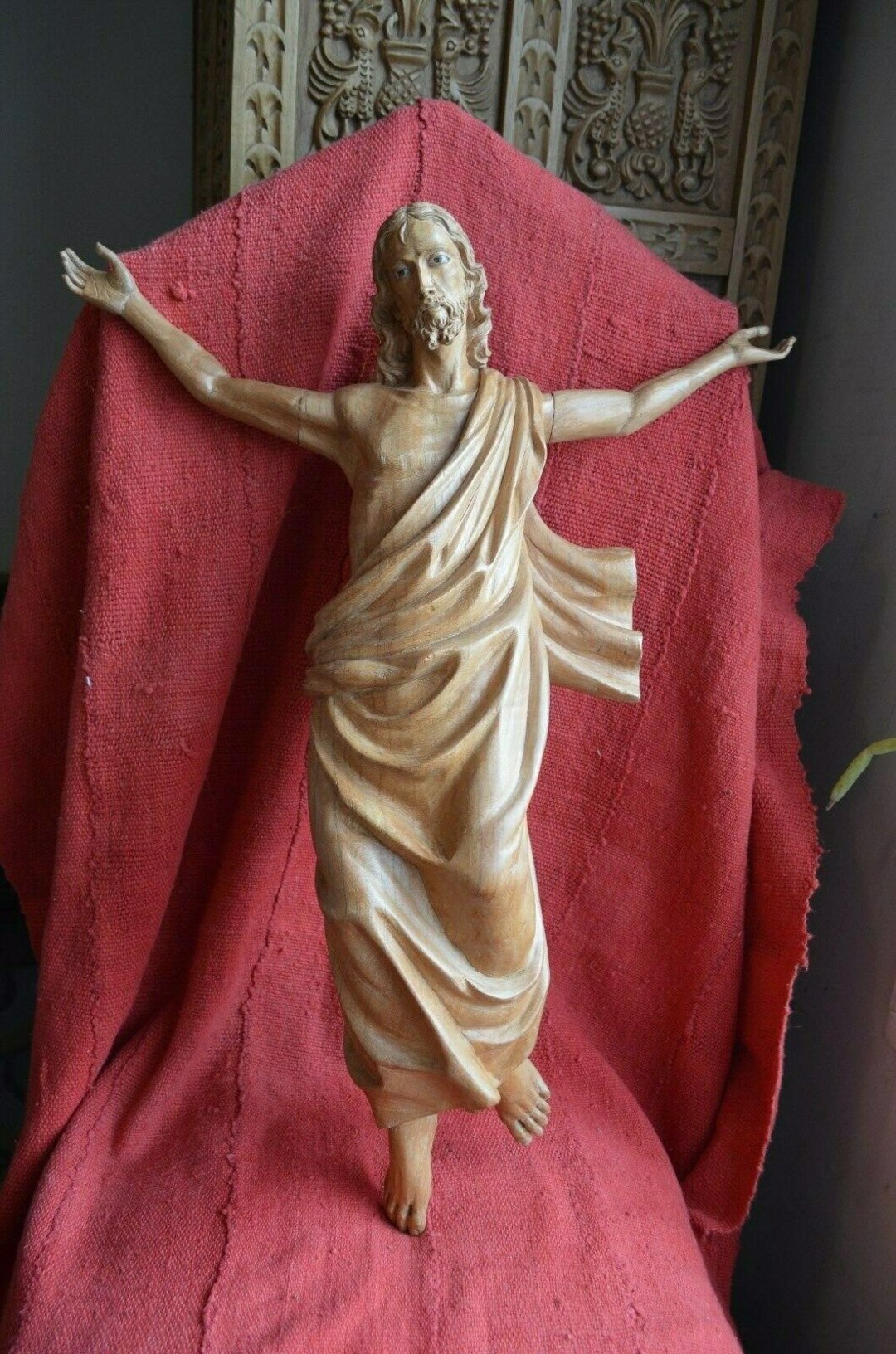 Hand Carved Wood Statue of the Risen Christresurrection Jesus TALL 24'' Religious Santos Statues