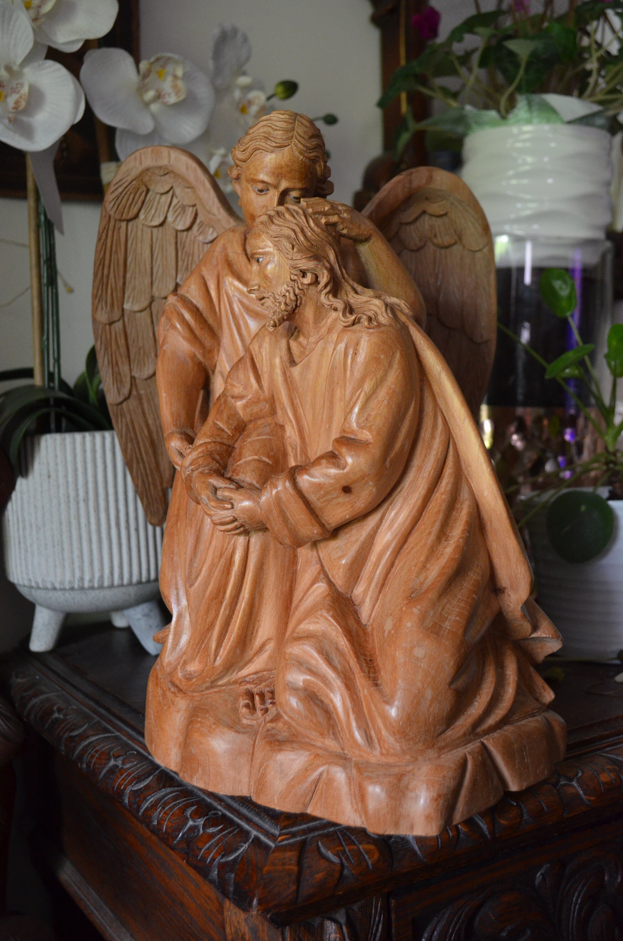 Jesus Christ With an Angel in the Garden of Gethsemane Hand Carved ...