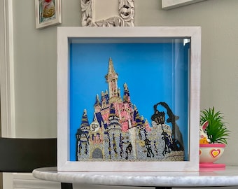 ディズニーワールドの景色 夕暮れのシンデレラ城 【額縁印刷】013SGF1 ディズニーワールドの景色 夕暮れのシンデレラ城 【額縁印刷