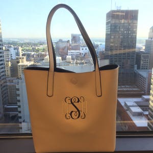Monogrammed Faux-Leather Tote image 1
