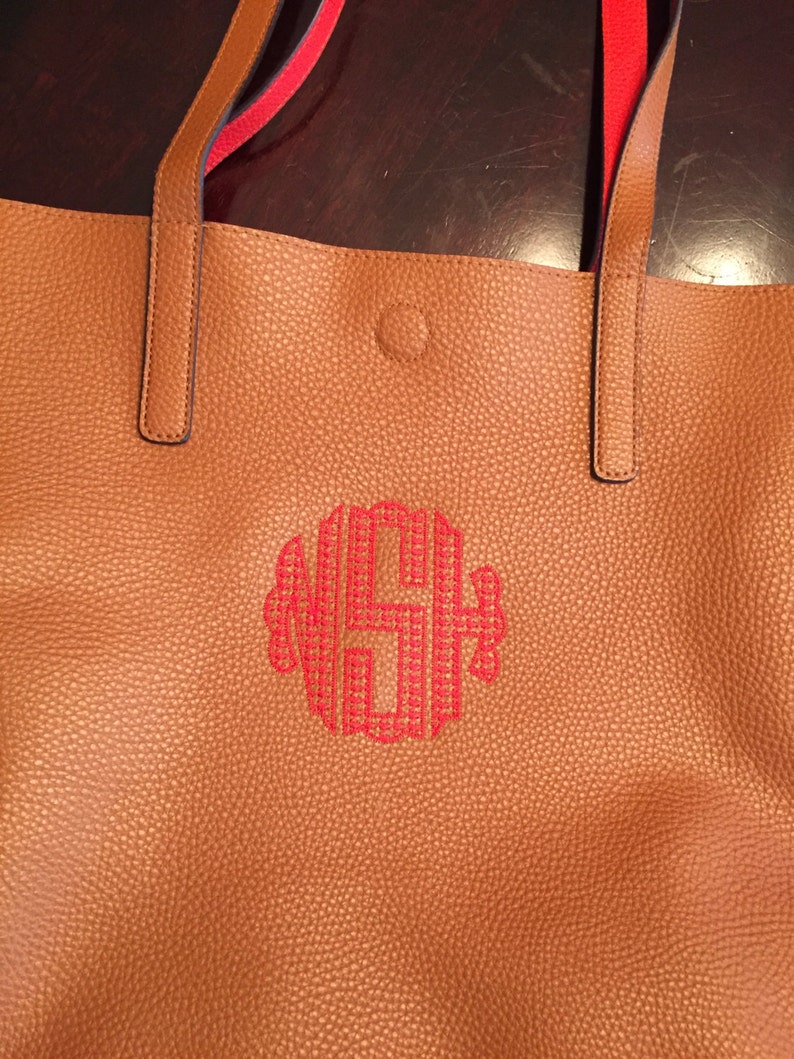 Monogrammed Faux-Leather Tote image 4