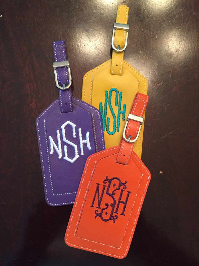 Monogrammed Leather Luggage Tag Etsy