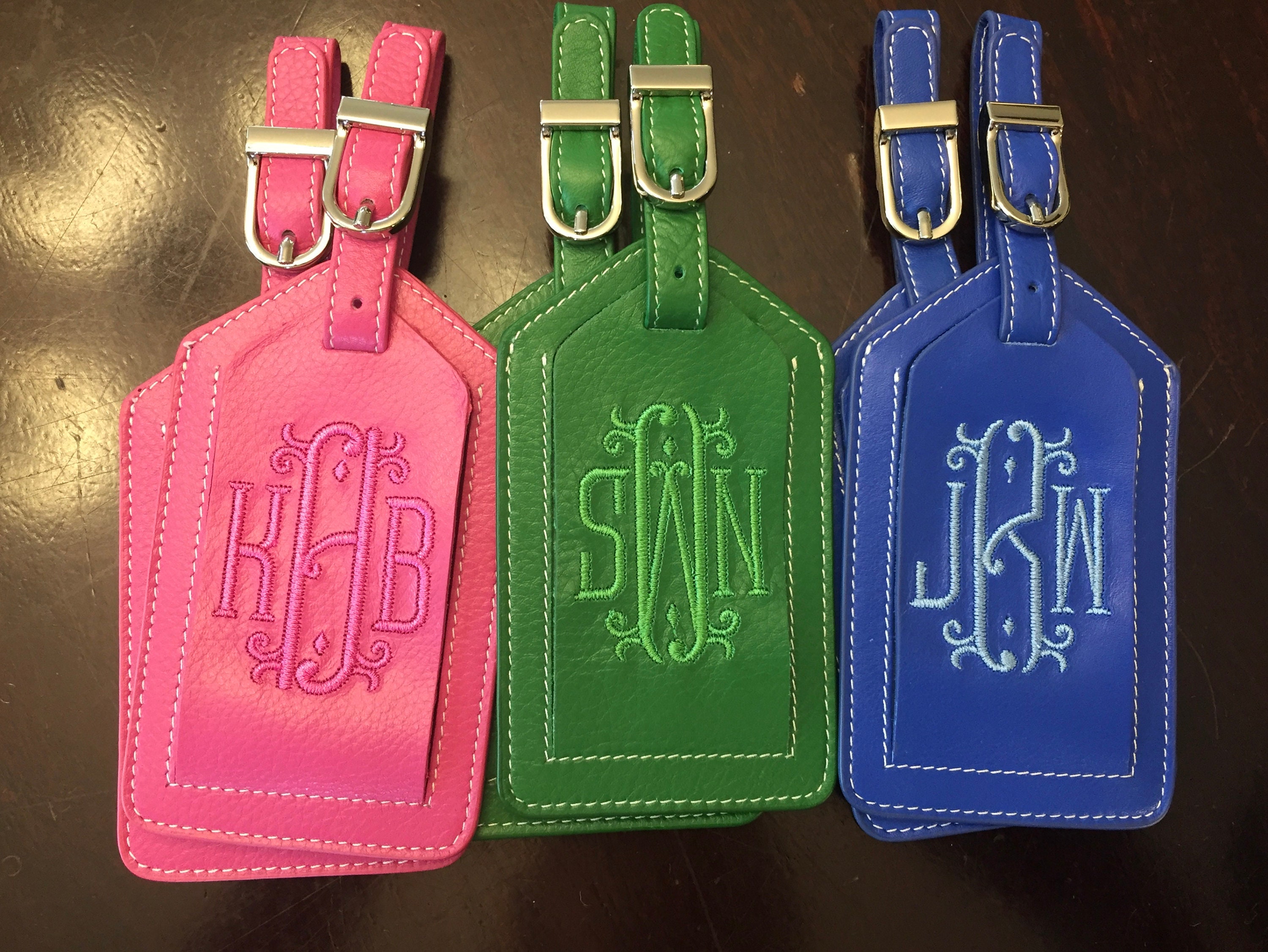 Monogrammed Leather Luggage Tag Etsy