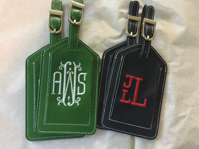 Monogrammed Leather Luggage Tag Etsy