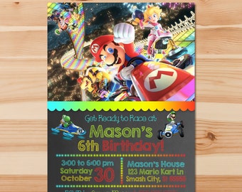 Party Invitation Mario Kart Etsy Party Invitation Mario Kart Etsy