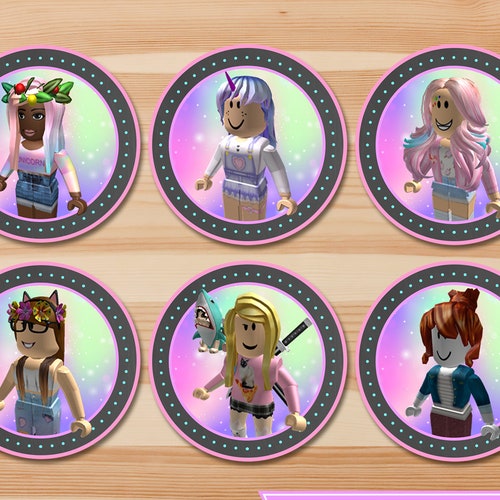 girl roblox cupcake toppers pink roblox stickers roblox etsy