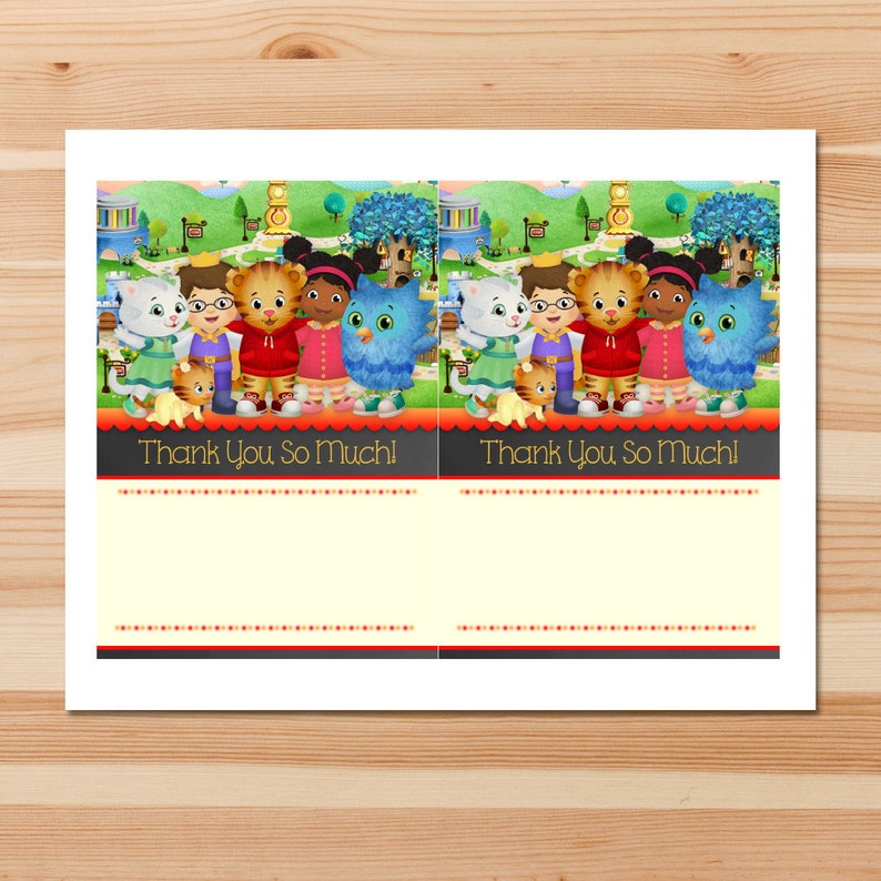 Daniel Tiger Birthday Thank You Card Red Instant Download | Etsy