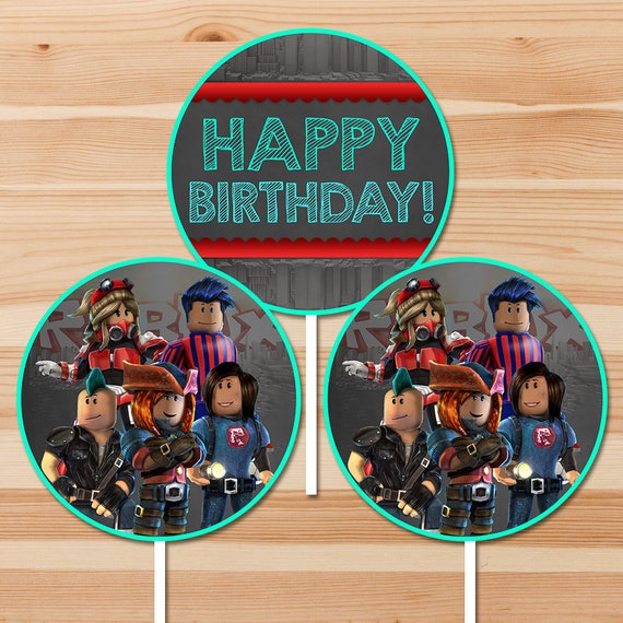 Roblox Happy Birthday Centerpiece Roblox Party Centerpieces Etsy - roblox party tags chalkboard roblox birthday roblox party etsy