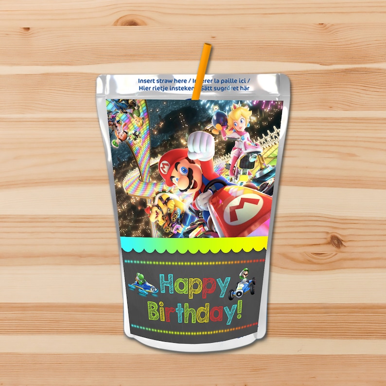 Mario Kart Capri Sun Label Mario Kart Birthday Drink Label Etsy