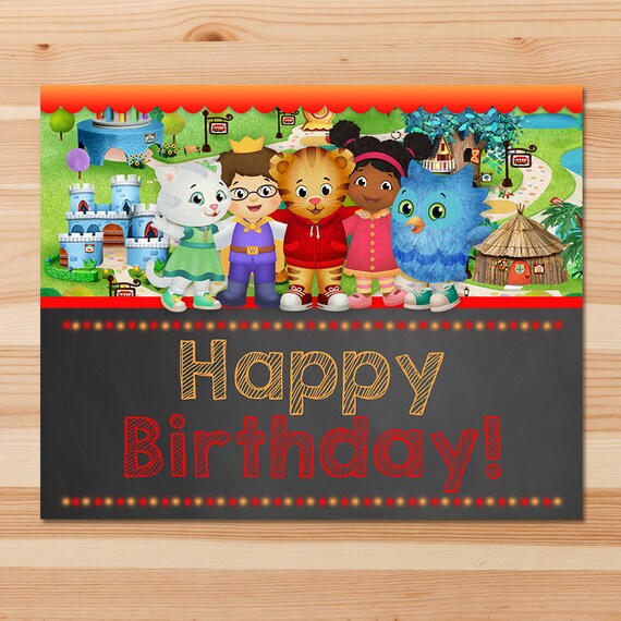 Items similar to Daniel Tiger Happy Birthday Sign- Red Chalkboard - Boy ...