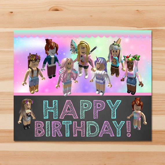 Girl Roblox Happy Birthday Sign Pink Girl Roblox Birthday Etsy - happy birthday images hd free download roblox