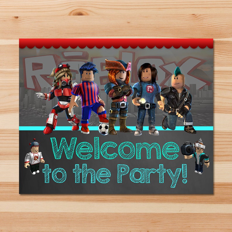 Roblox Welcome Sign Roblox Birthday Party Banner Roblox Birthday Party Roblox Party Favors Roblox Printable Door Sign 100501 - 
