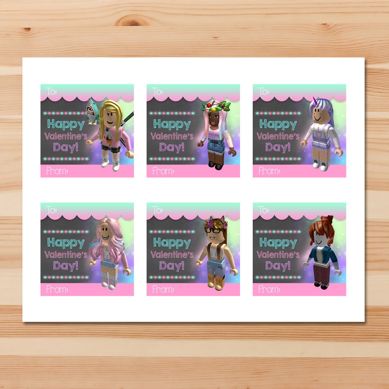 Girl Roblox Valentine's Day Cards Roblox Valentines | Etsy