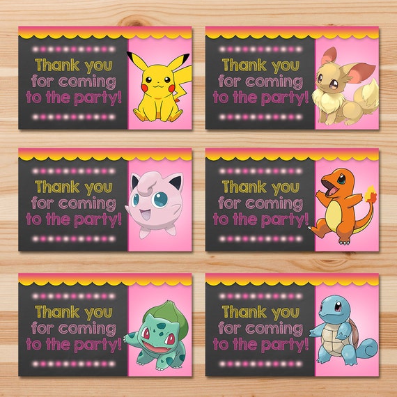 Pokemon Party Tags Pink Chalkboard Girl Pokemon Pikachu Favor Tags Girl Pokemon Party Pokemon Printables Goody Bag Tags 100452