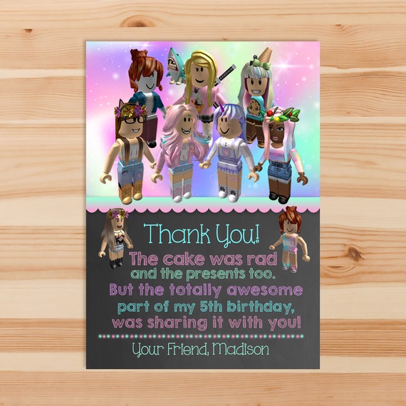 Girl Roblox Thank You Card Pink Roblox Thank You Tag Etsy - liz name roblox