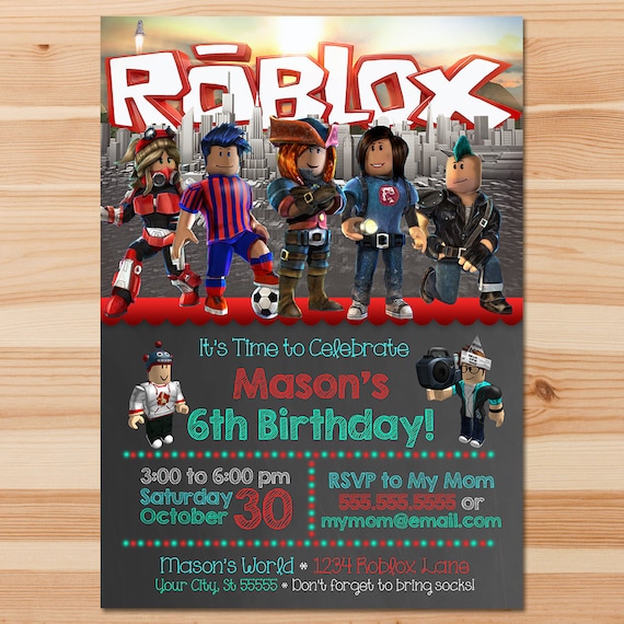 Roblox Birthday Invite Roblox Invitation Roblox Party Etsy - how to make a party on roblox 2018 october