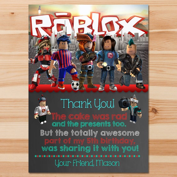 Roblox Thank You Card Roblox Thanks Roblox Party Roblox Etsy - roblox 5th birthday