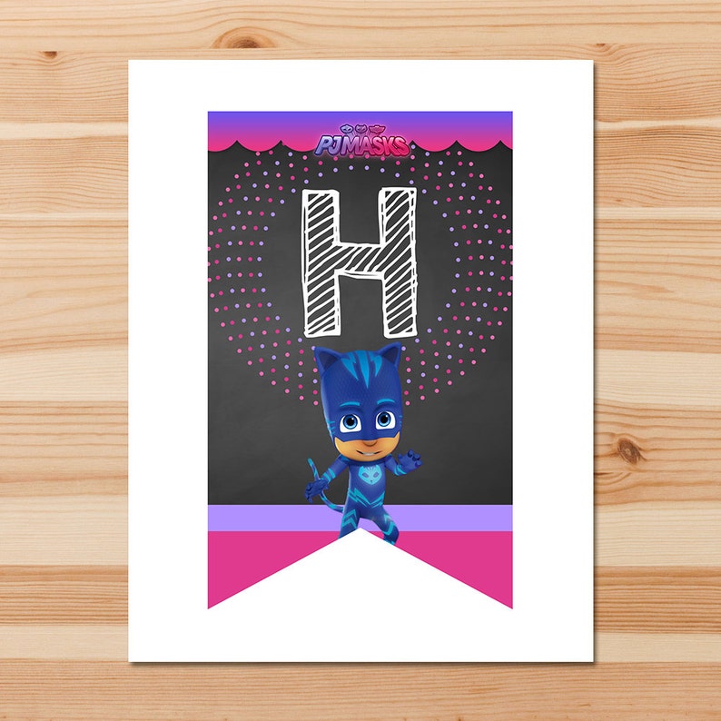 PJ Masks Birthday Banner Pink Chalkboard Girl PJ Masks | Etsy
