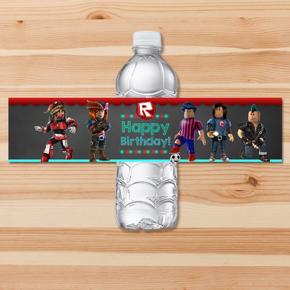 Roblox Birthday Drink Labels Roblox Water Bottle Labels Etsy - fiji water roblox