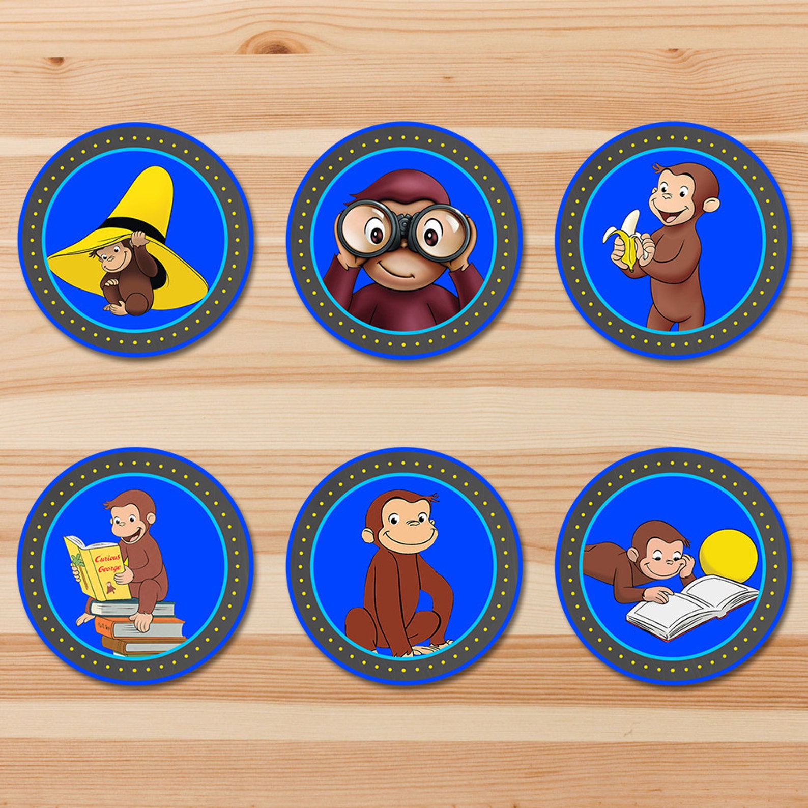 Curious Birthday Cupcake Toppers Blue Boy Curious Etsy