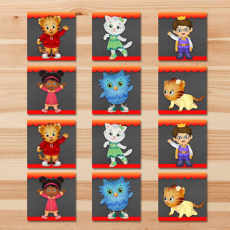 Daniel Tiger Match Party Game Red Chalkboard Boy Daniel | Etsy