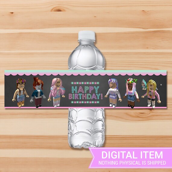 Girl Roblox Drink Label Pink Girl Roblox Water Bottle Label Etsy - free printable roblox water bottle labels fiesta