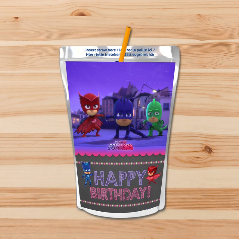 Pj Masks Birthday Capri Sun Labels Pink Girl Pj Masks Drink Pouch Label Pj Masks Birthday Girl Party Pj Masks Party Printable - 