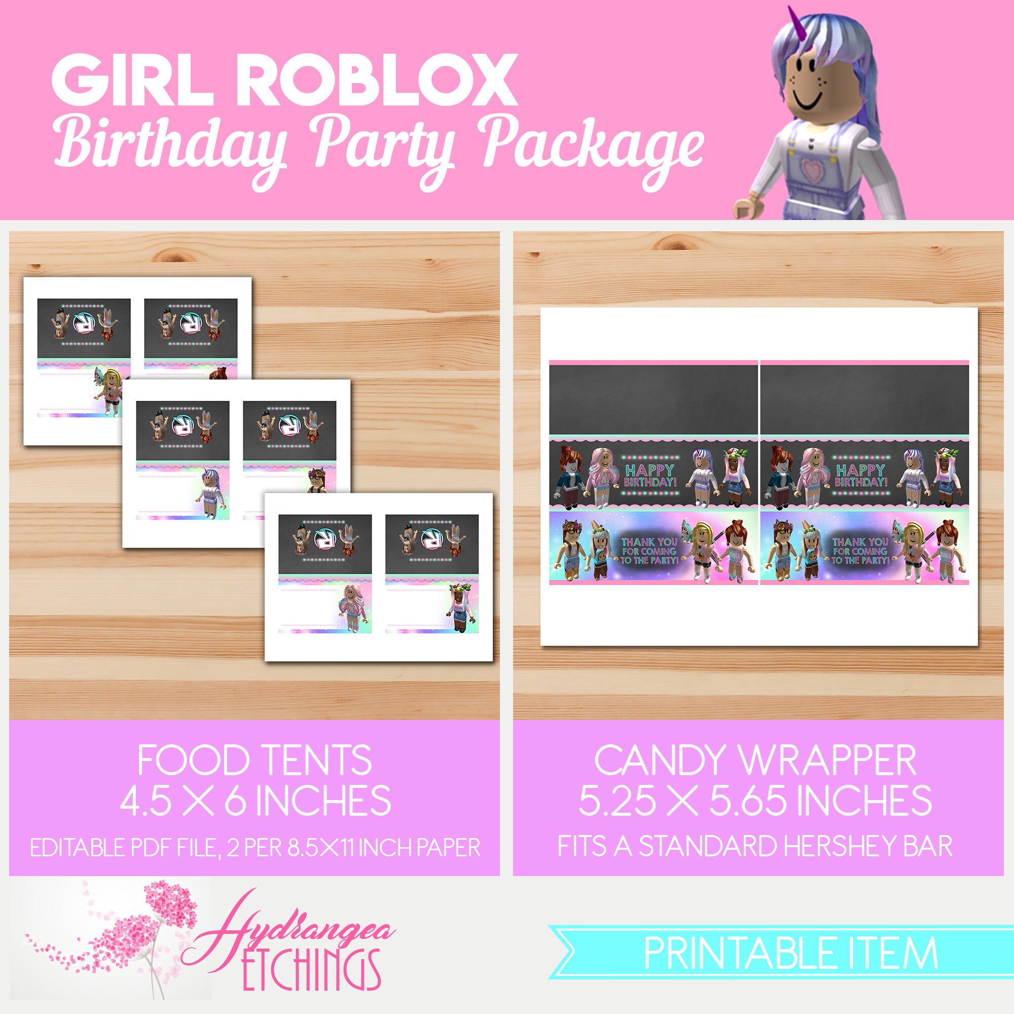 Girl Roblox Birthday Party Package Girl Roblox Party Etsy Il 2erd 