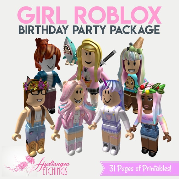 Paquete De Fiesta De Cumpleanos De La Chica Roblox Chica Etsy - juego de caracteres de accesorios de 4 piezas de roblox