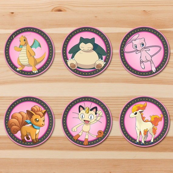 Pokemon Cupcake Toppers Pink Chalkboard Girl Pokemon Etsy