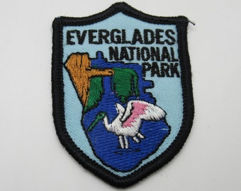 Florida Badge 3 Iron on Wetlands Everglades National Park Patch Egret
