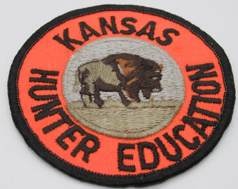 outdoors hunting iron on wildlife NU sew on conservation Kansas safe red buffalo vintage patch fishing camping nature embroidered