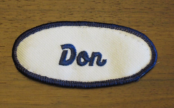 Don white work uniform patch with Don in blue sti… - image 1