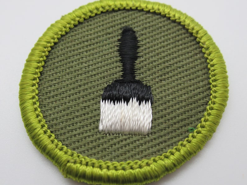 1961-1968 Khaki Rolled Edge Sew On Merit Badge Patch Boy Scout Painting Type F