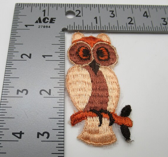 Brown Owl Sitting on Branch Vintage Sew On Patch - image 2