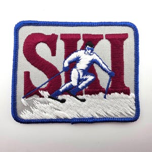 Ski Skier Vintage Rectangle Winter Skiing Sports Patch (Iron-On)