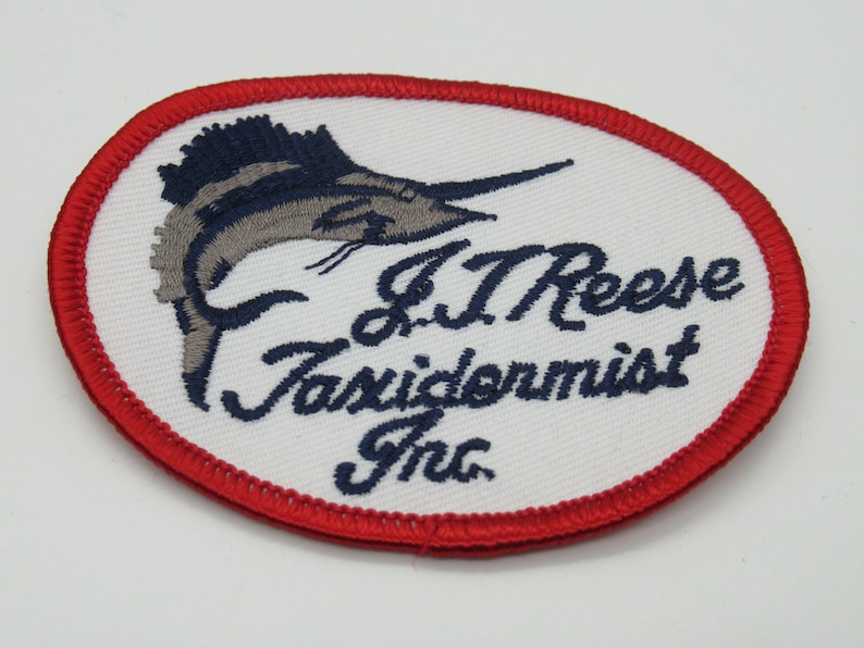 J J Reese Taxidermist Inc Fort Lauderdale Florida Vintage Oval Sew On Fishing Patch