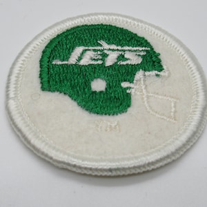 New York Jets Helmet J-E-T-S Green and White Vintage NFL Logo 2" Circle Patch (Iron-On)