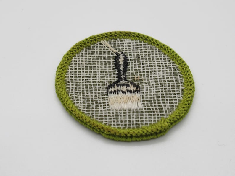 1961-1968 Khaki Rolled Edge Sew On Merit Badge Patch Boy Scout Painting Type F