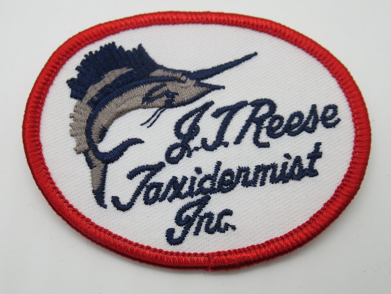 J J Reese Taxidermist Inc Fort Lauderdale Florida Vintage Oval Sew On Fishing Patch