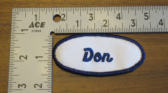 Don white work uniform patch with Don in blue sti… - image 2