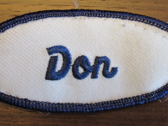 Don white work uniform patch with Don in blue sti… - image 3