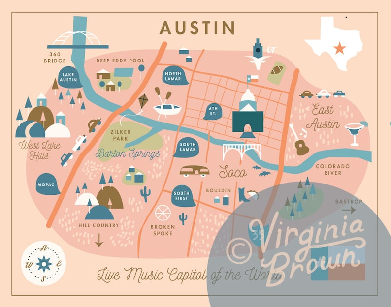 Custom Wedding Map, Wedding Invitation Insert, Save the Date, Schedule of Events, Itinerary, Printable File Austin, Texas Any Location image 2