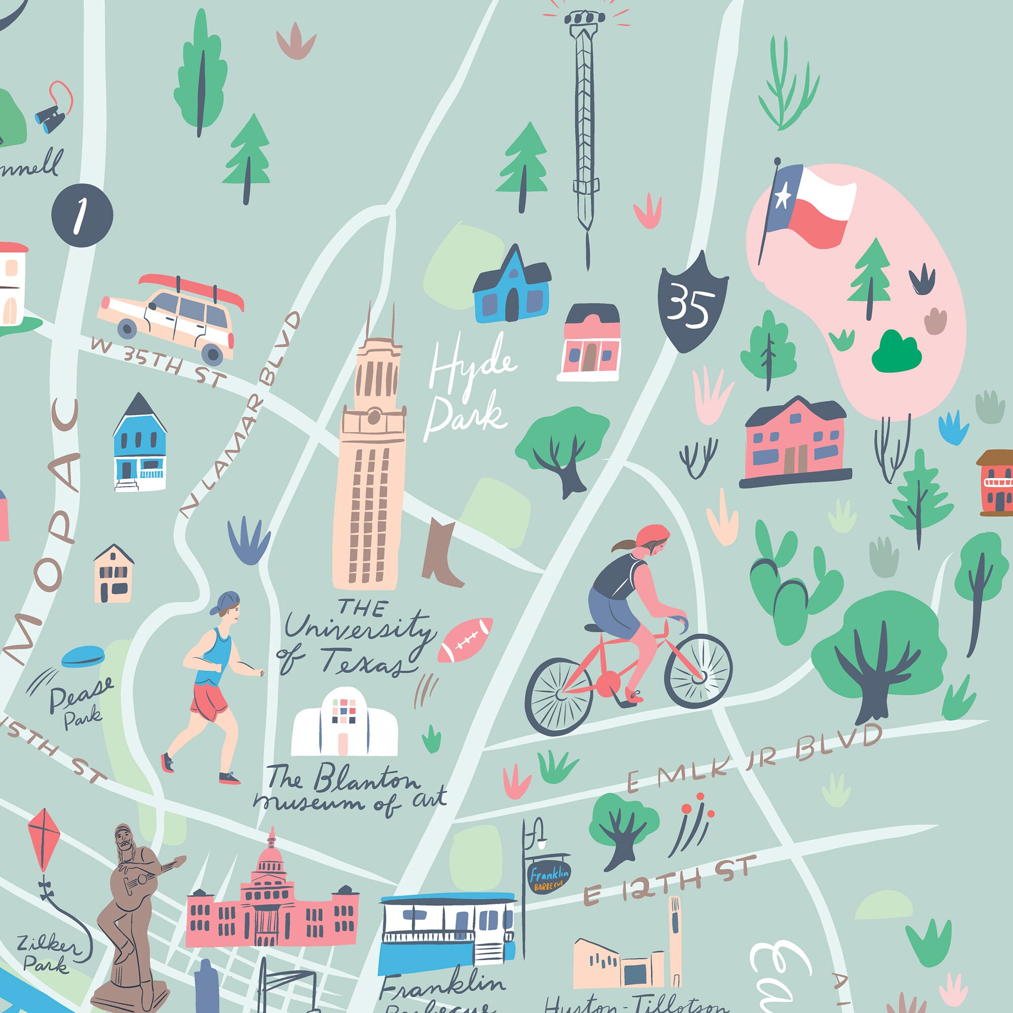 Austin Map Print Texas University of Texas South - Etsy